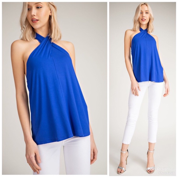 🛍LAST 1! Solid Halter Neck Twist Front Top! - Picture 4 of 4